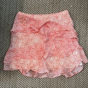 Red & White Layered Ruffled Club Monaco Skirt